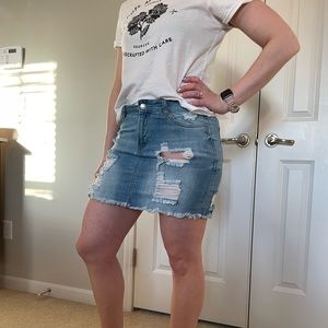 Jean Mini Skirt - Distressed - medium